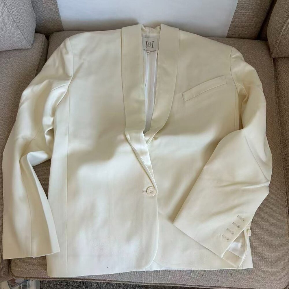 BEST Helsa The Tux Blazer in Wool Cream Ivory Classic XSmall - Picture 6 of 15